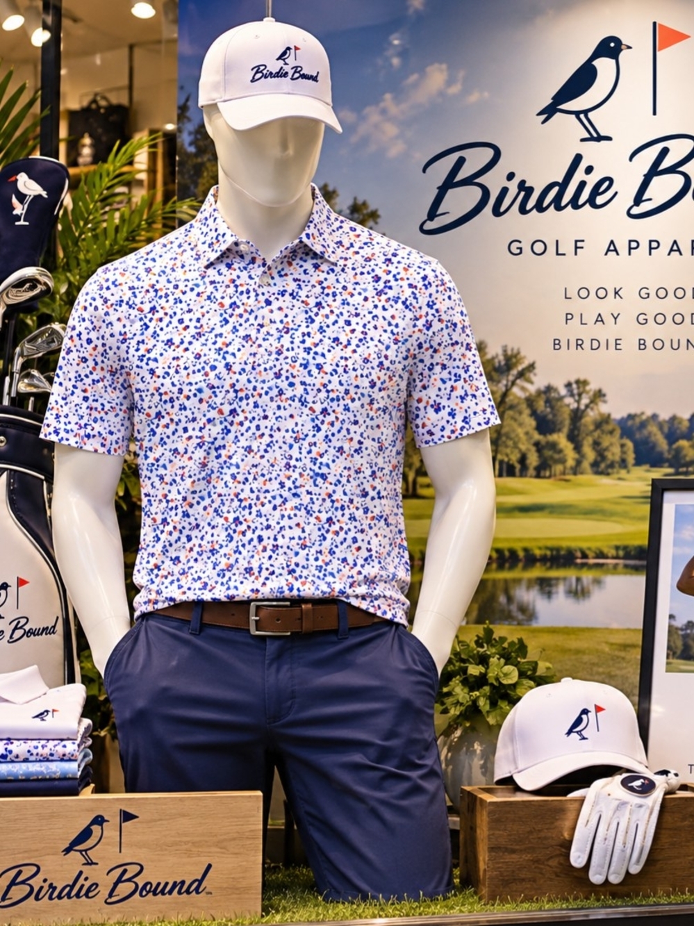 Birdie Bound Golf Polo Mens 2XL UPF 50+ 4 Way Stretch